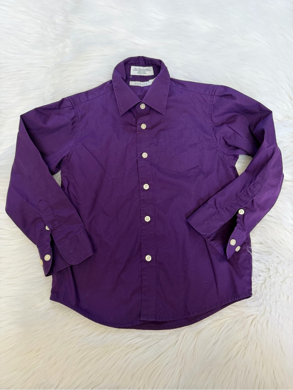 Perry Ellis Portfolio Purple Button Shirt Sz 6